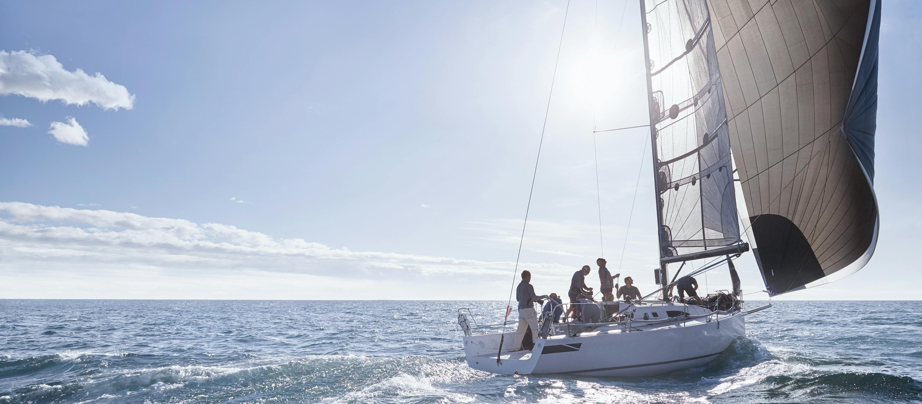 Sailboat on slightly choppy waters