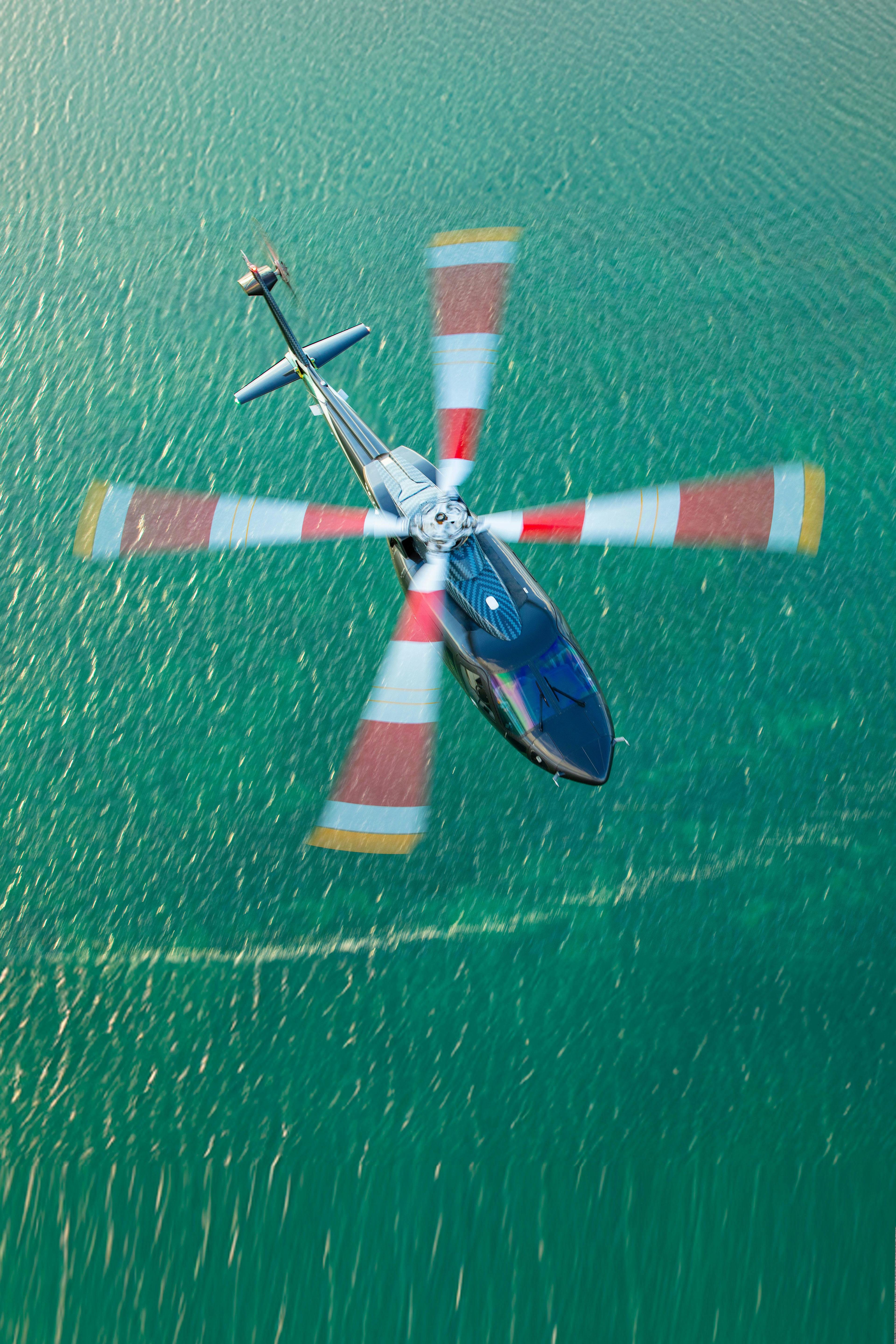 Sikorsky S-76 flying above water