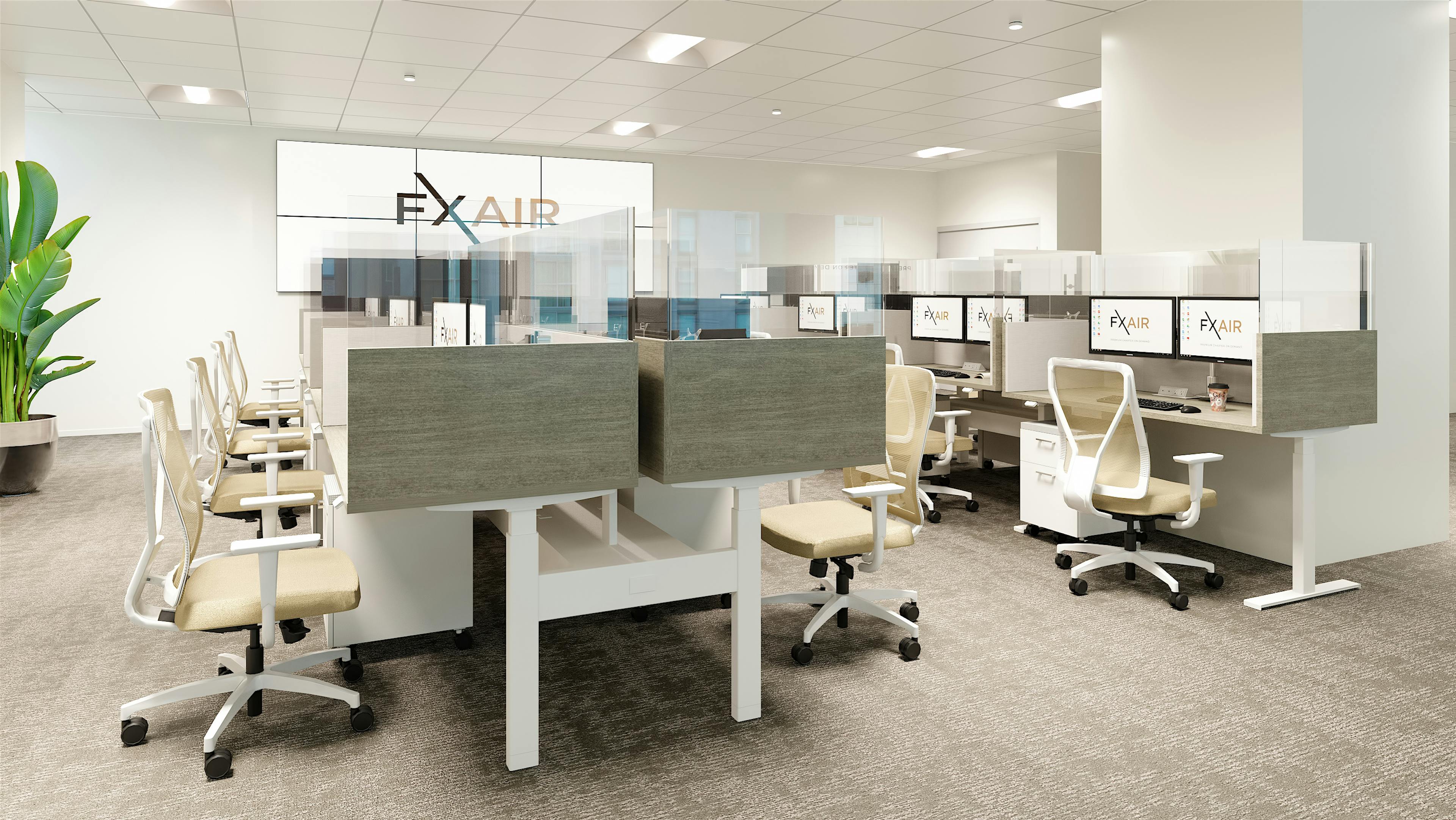 main desk area at FXAIR office 