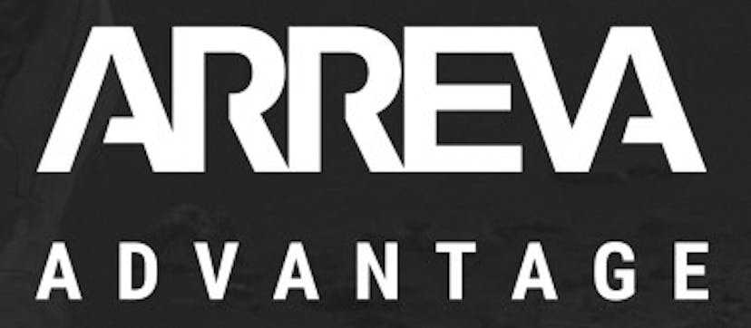 Arreva logo in black and white