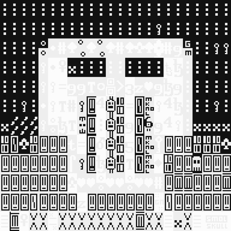 ASCII-SMOLSKULL #134 Monochrome with mknol signature