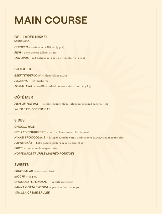 Menu Main Course
