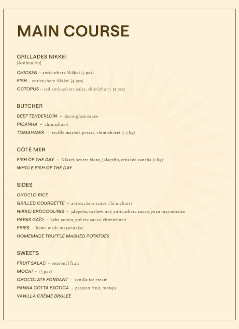 Menu Main Course