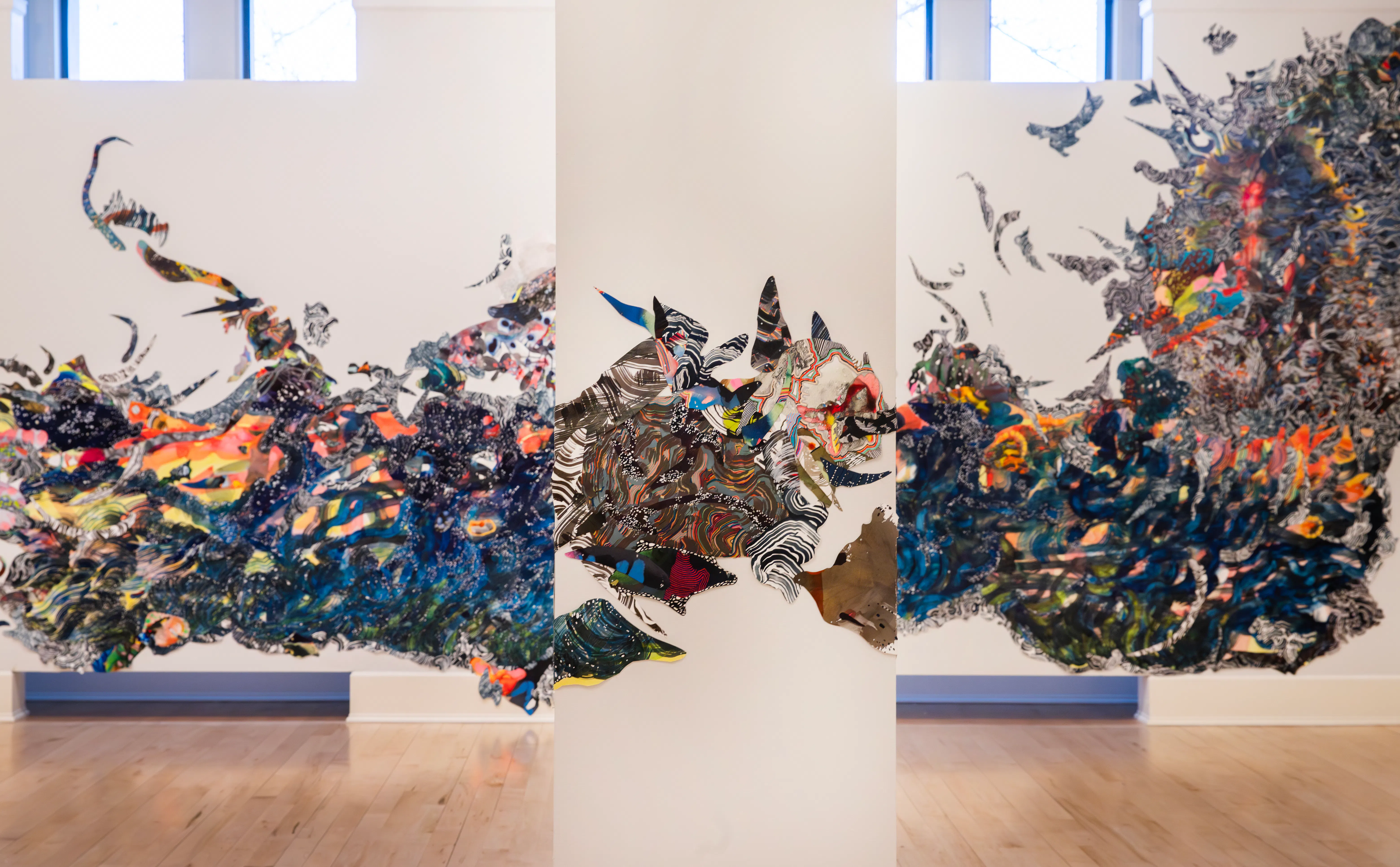 Installation view of a gallery wall in Anne Austin Pearce’s River Deep / Mountain High exhibition at Founders Gallery in 2024.