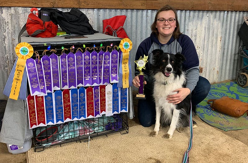 Josie showing off her ribbons