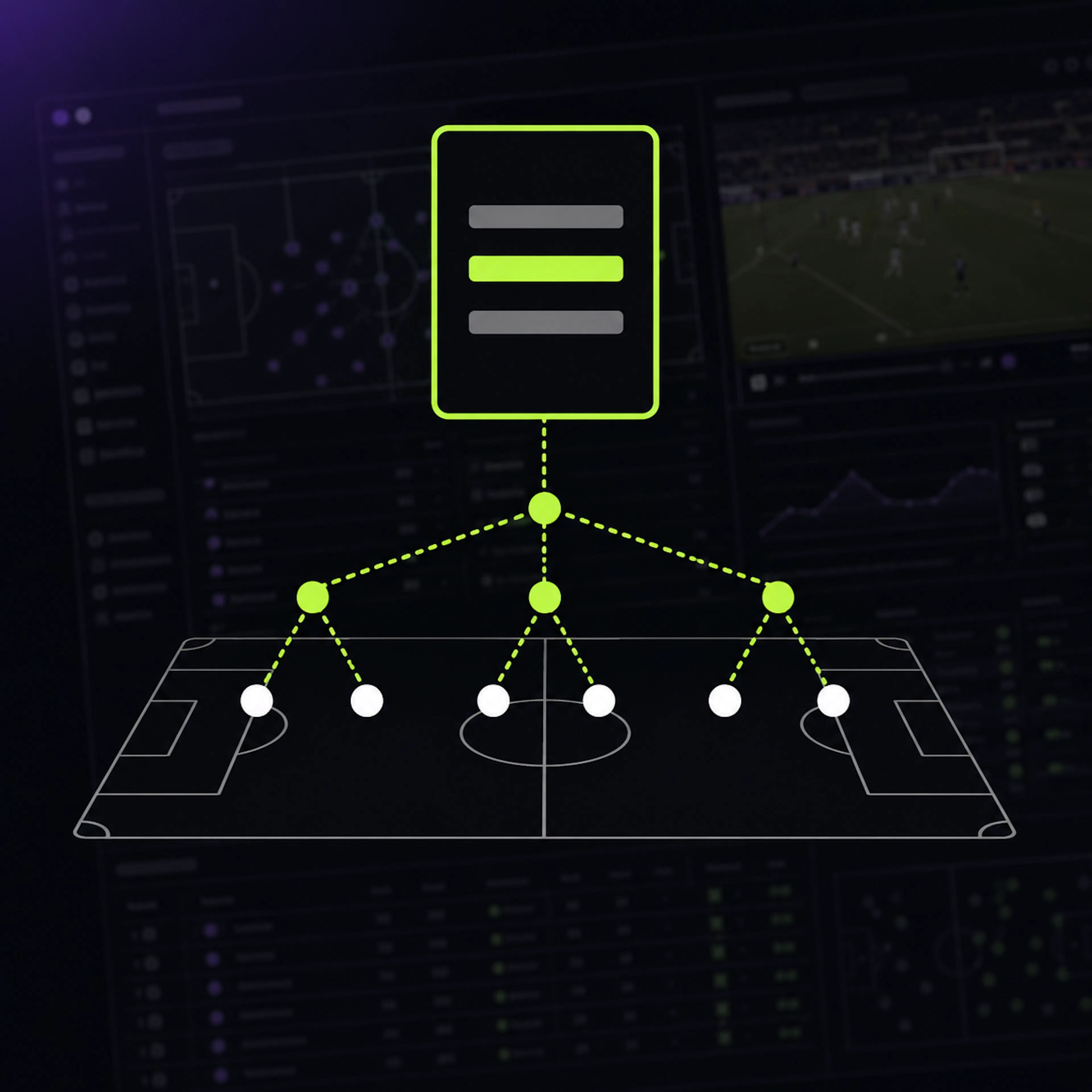 Step 1: a written club identity becoming a metric tree over the pitch