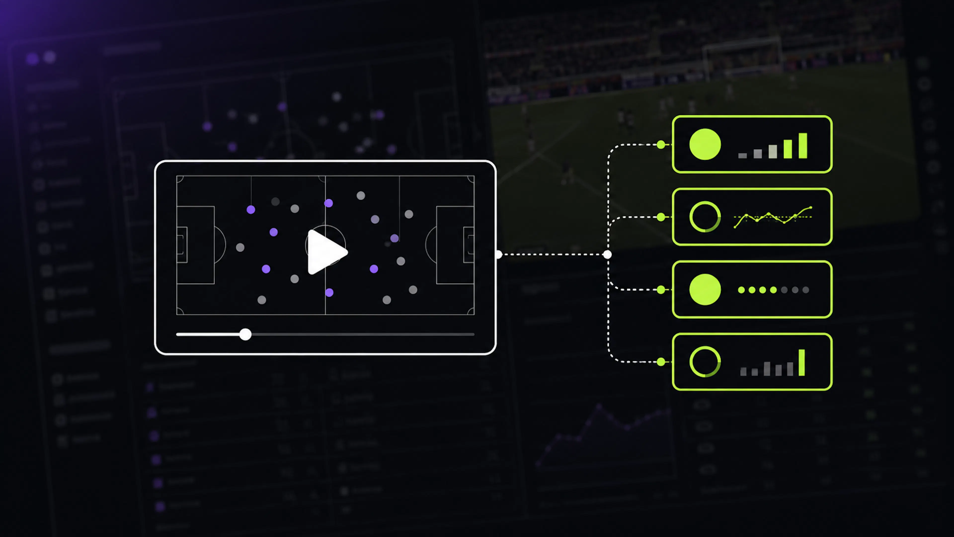 A match clip linked to the metrics it produced