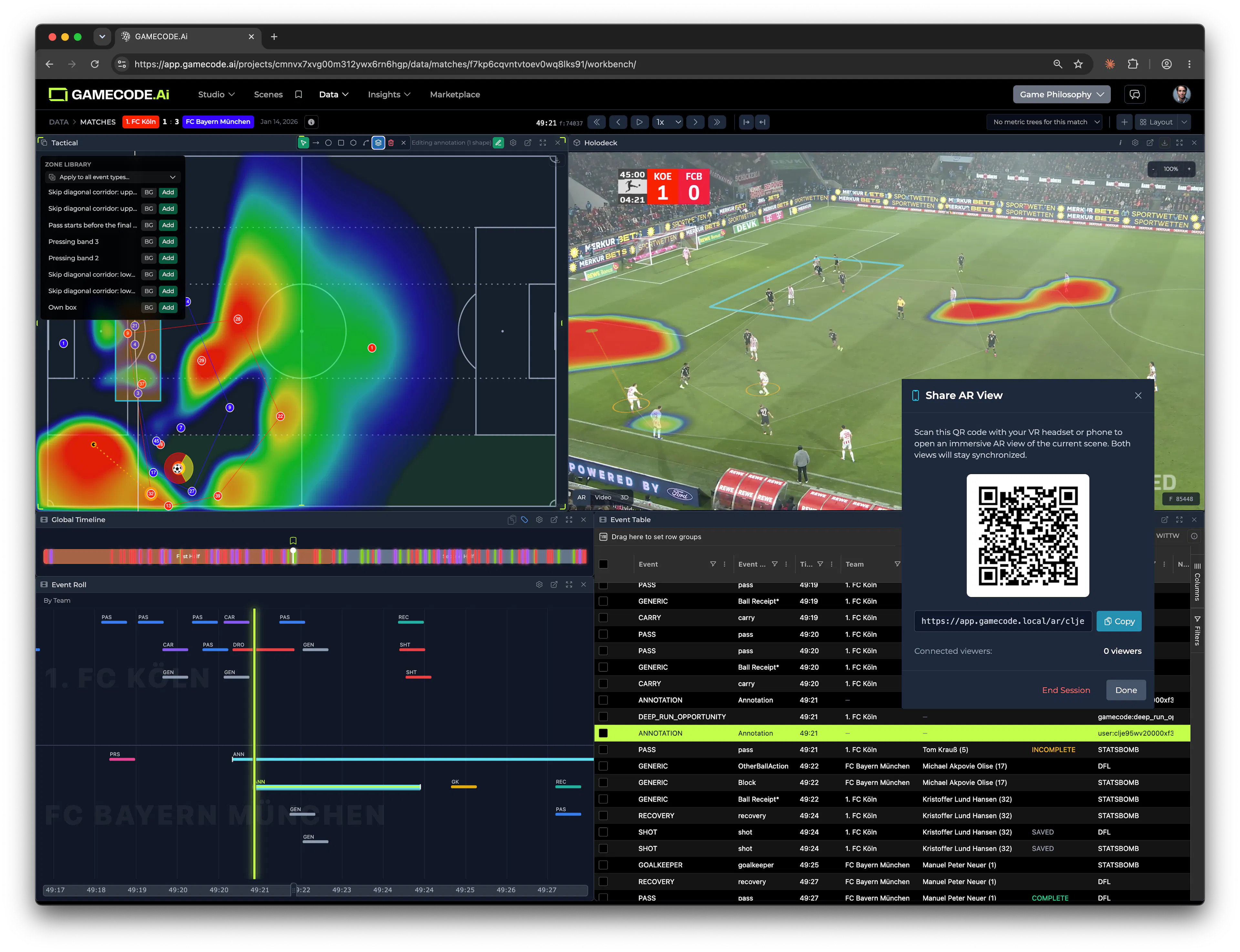 Workbench with Tactical and Holodeck view showing space control Heatmaps and Events from all providers