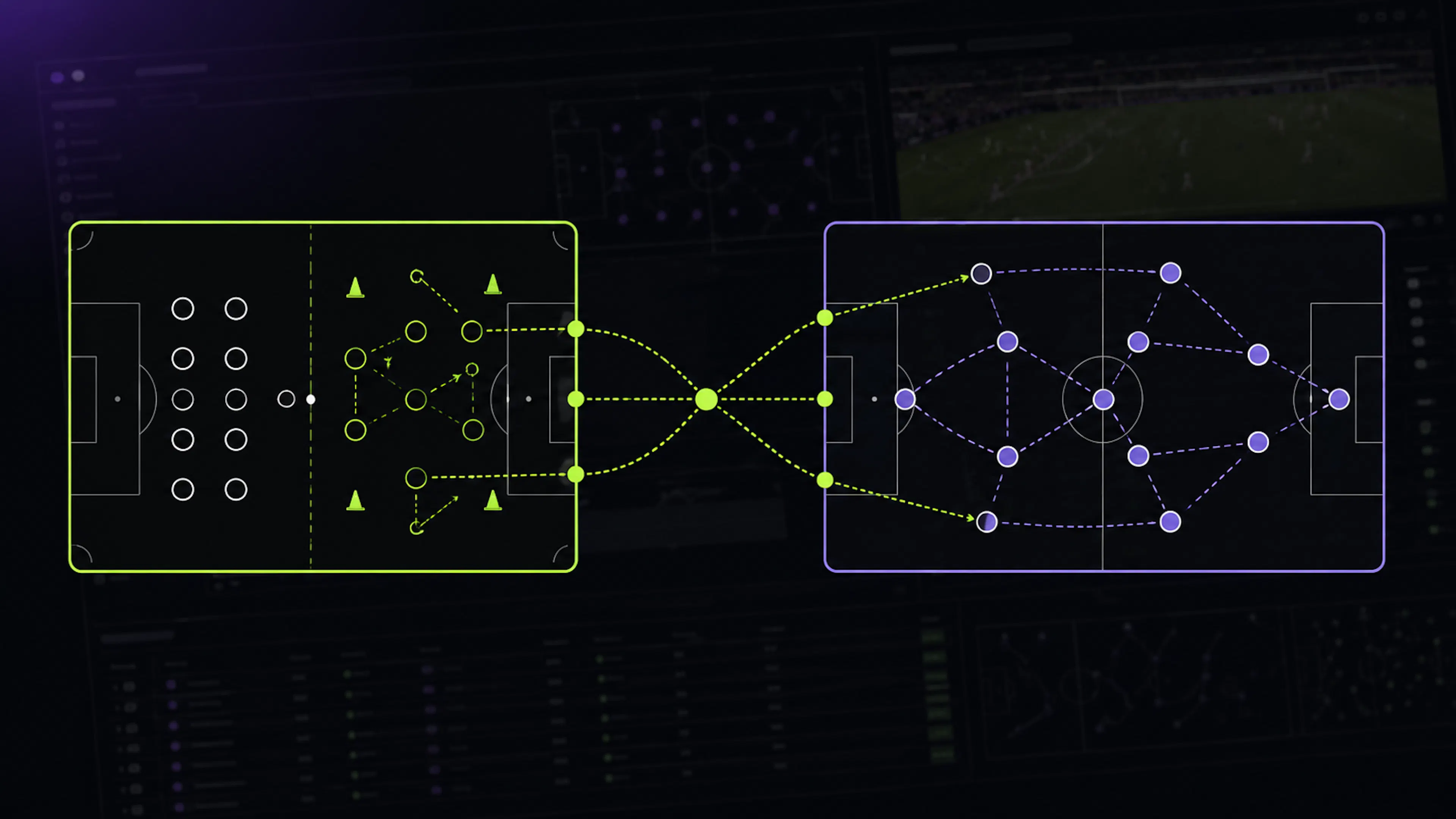 Training session and match analysed side by side