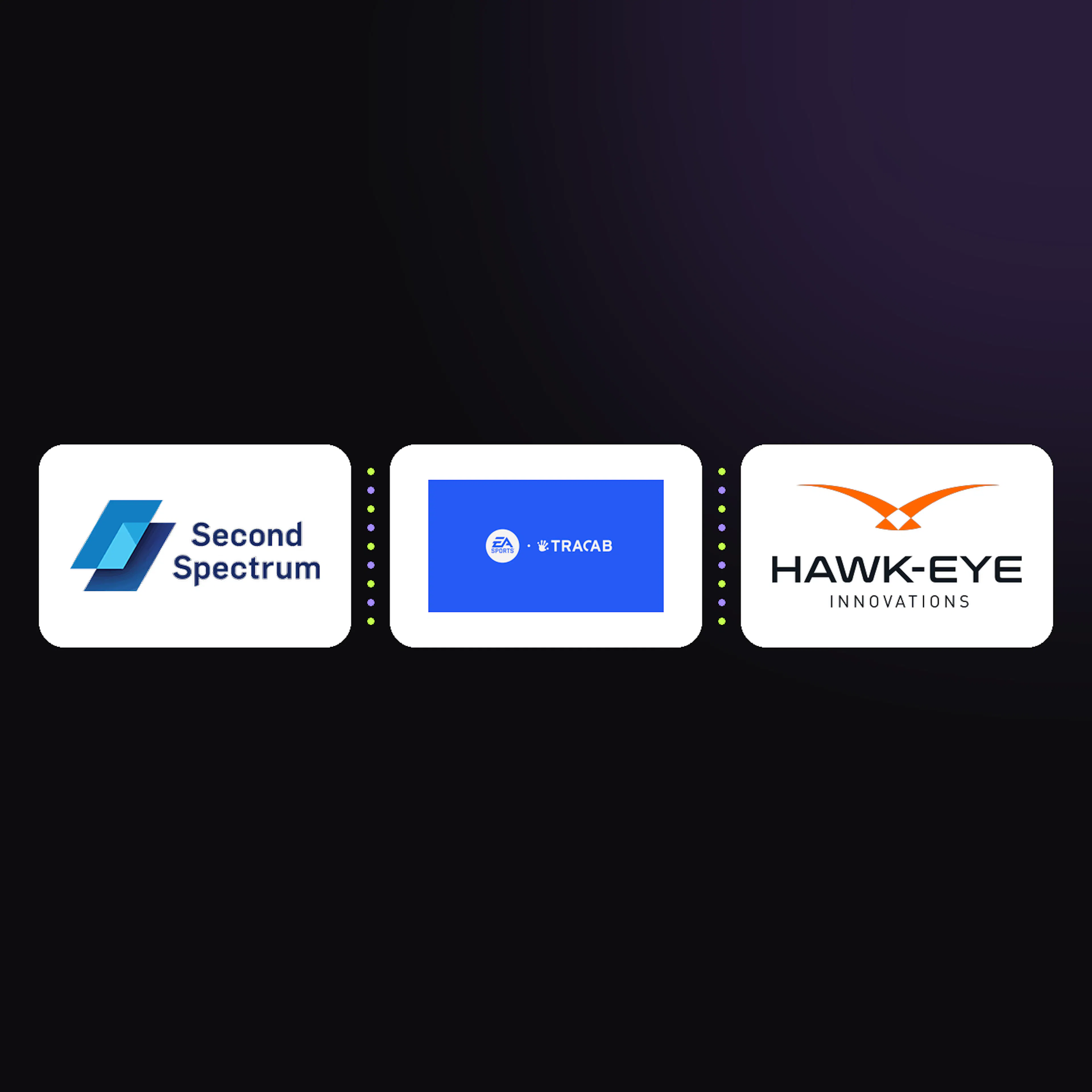 The Second Spectrum, TRACAB and Hawk-Eye logos side by side