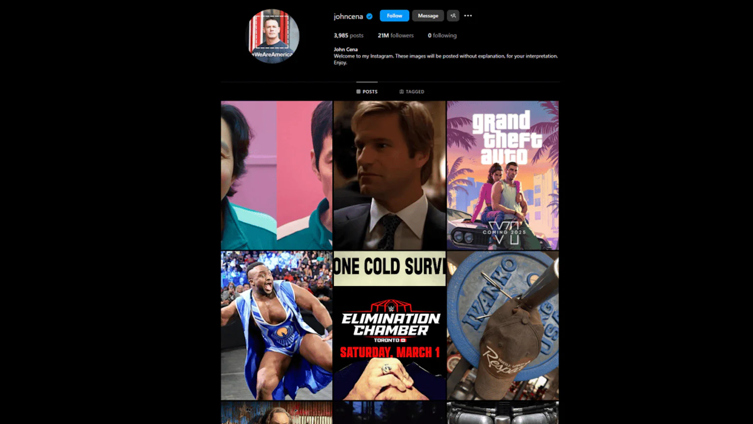 John Cena Teases Grand Theft Auto 6 with Instagram Post