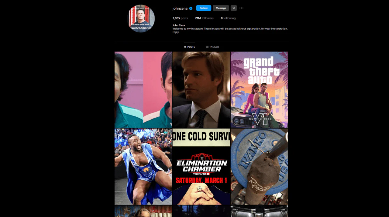John Cena Teases Grand Theft Auto 6 with Instagram Post