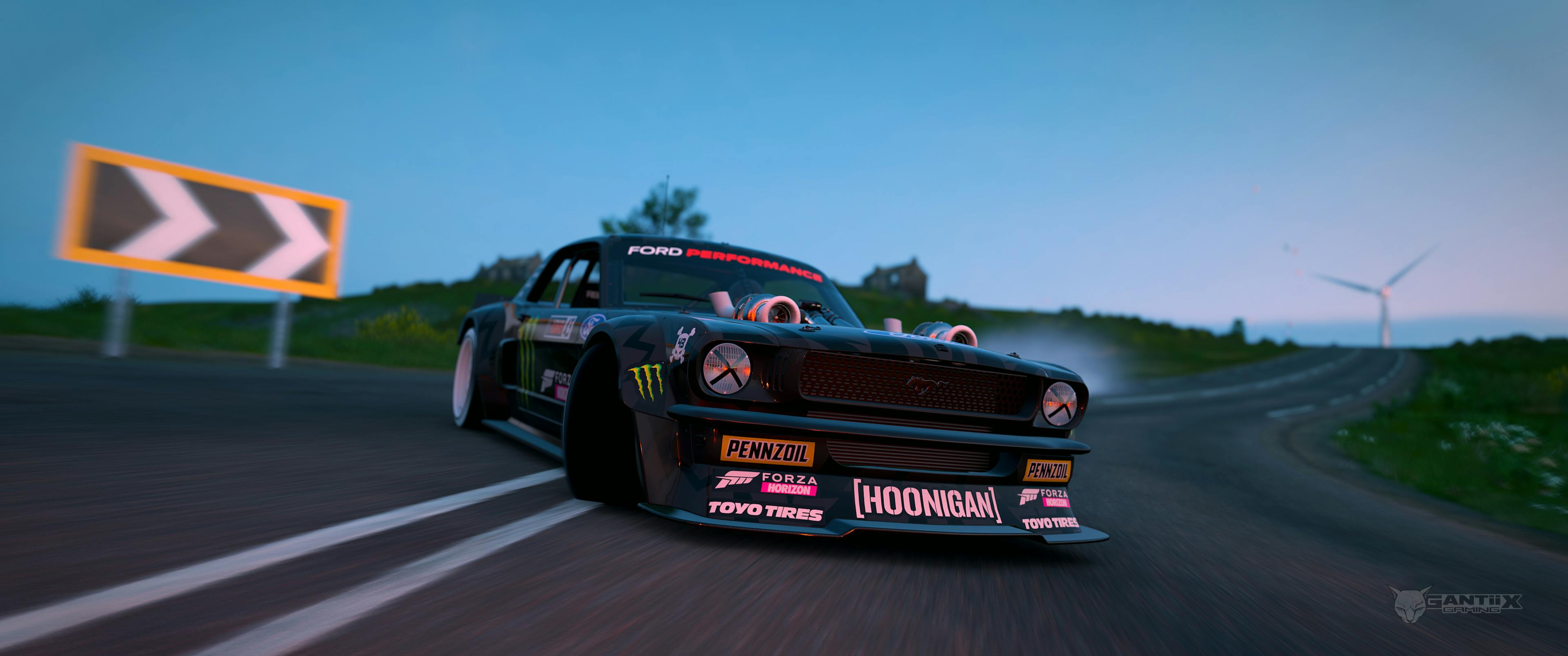 Hoonigan Ford "Hoonicorn" Mustang drifting