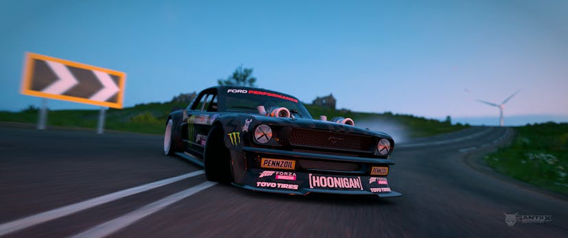 Hoonigan Ford "Hoonicorn" Mustang drifting