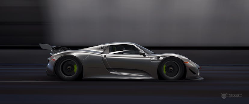 Porsche 918 Spyder in tunnel side