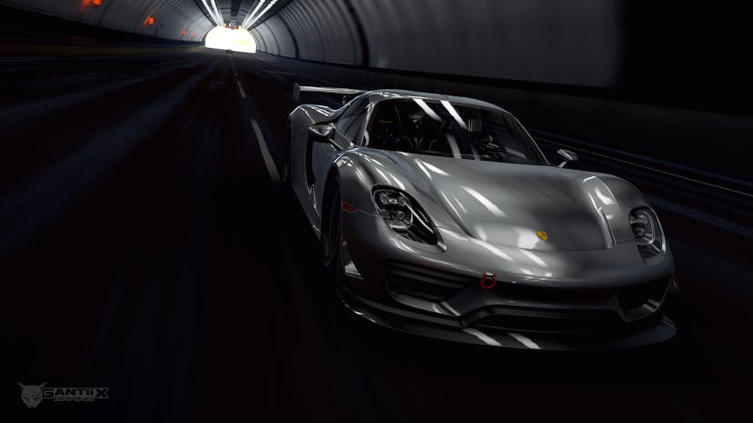 Porsche 918 Spyder in tunnel