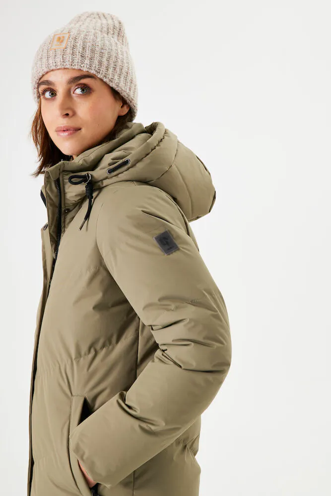 GITVIENAR Winterjas voor dames, winterparka, gevoerd, slank design met capuchon, elegante warme winterjas, parka, overgangsjas, gewatteerde jas voor dames en meisjes, roze, L