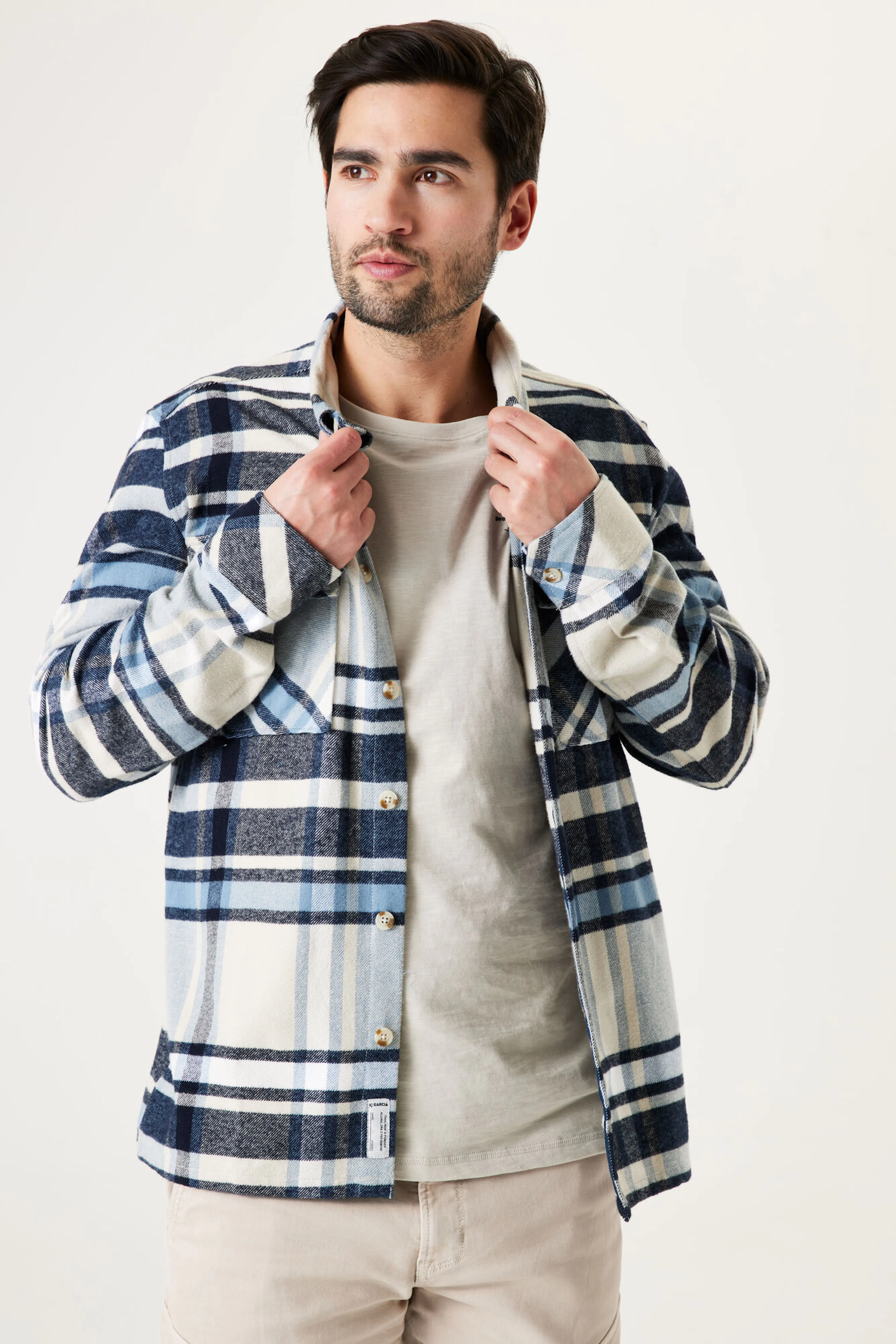 geruit overshirt wit blauw