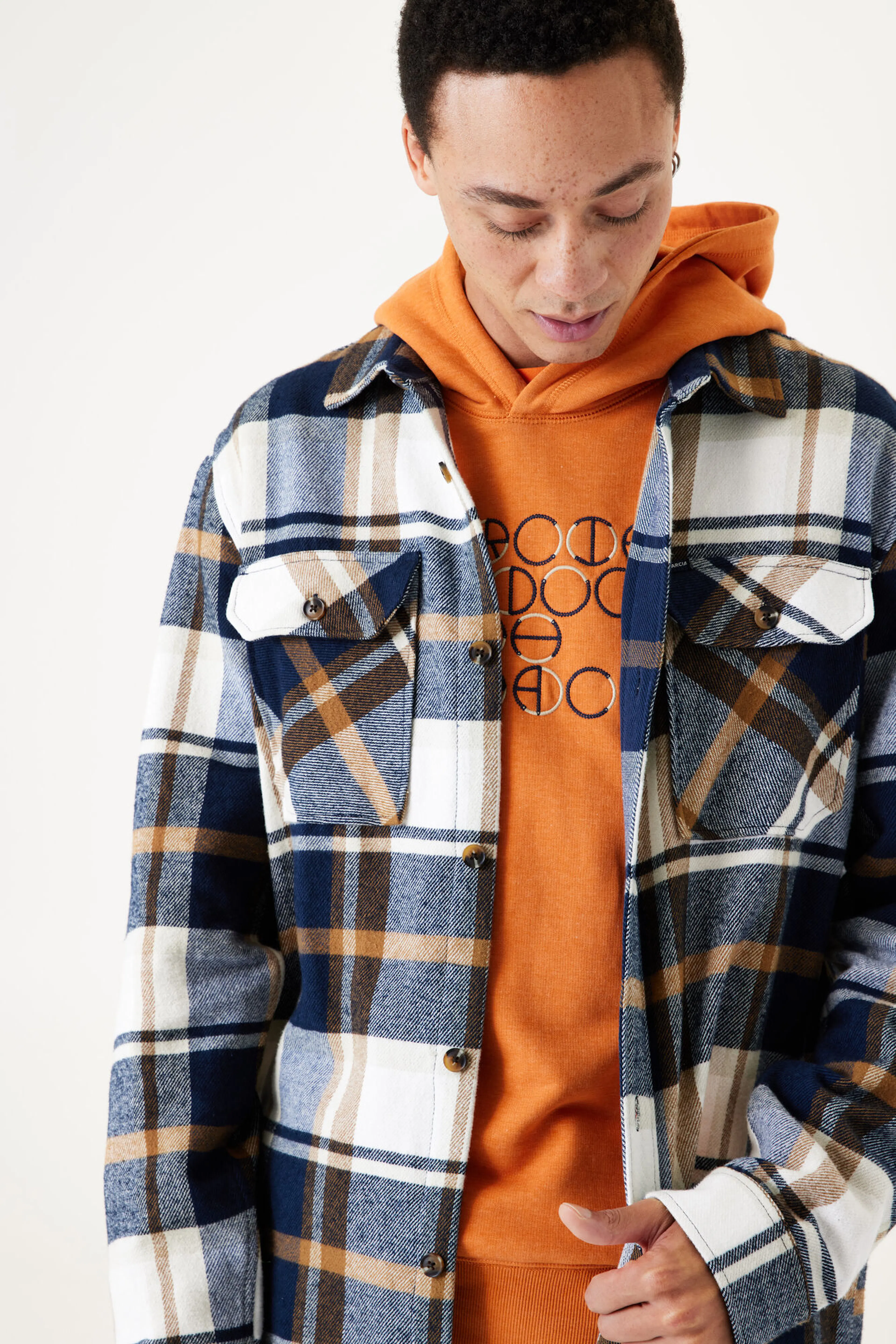 geruit overshirt oranje wit