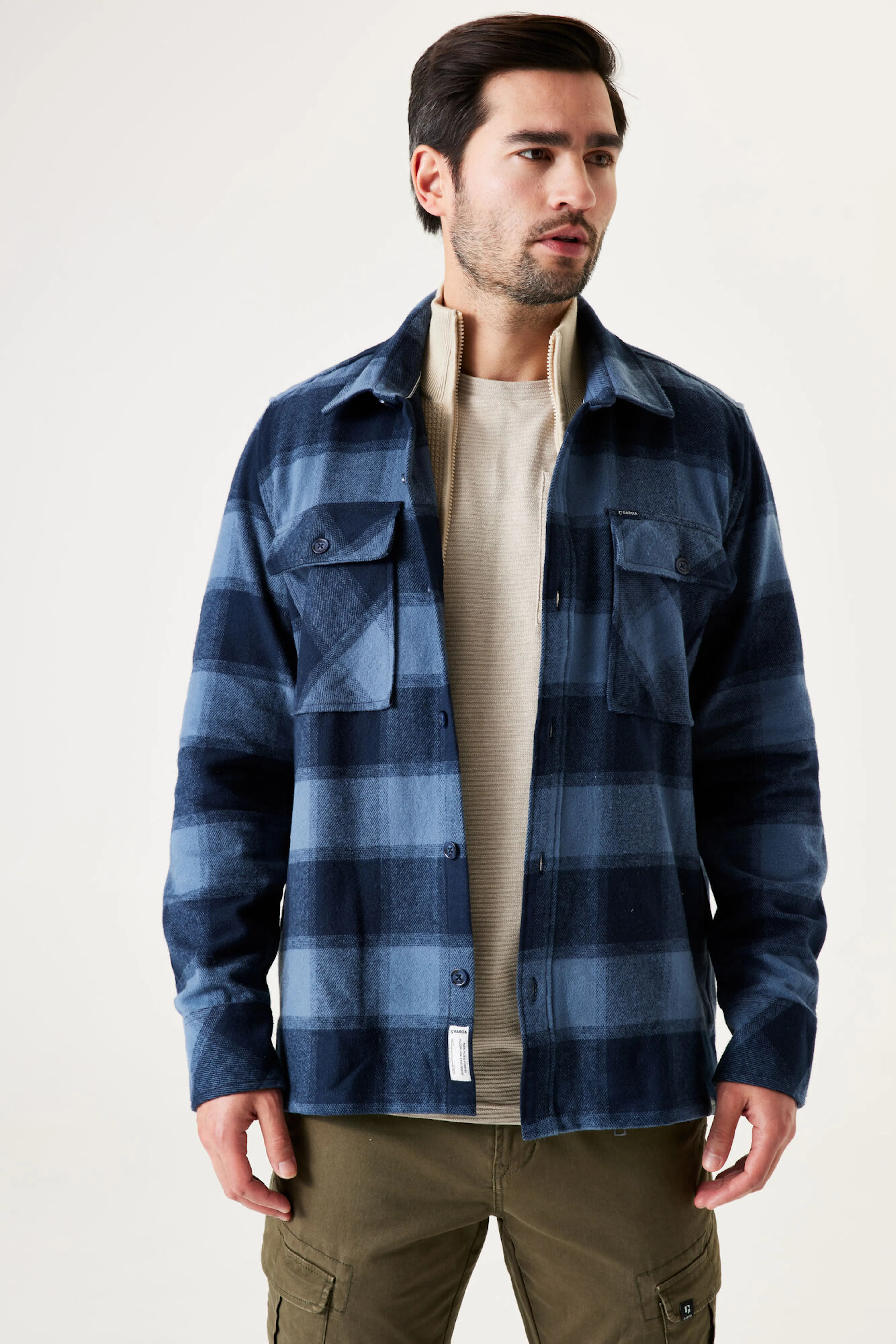 geruit overshirt zwart blauw