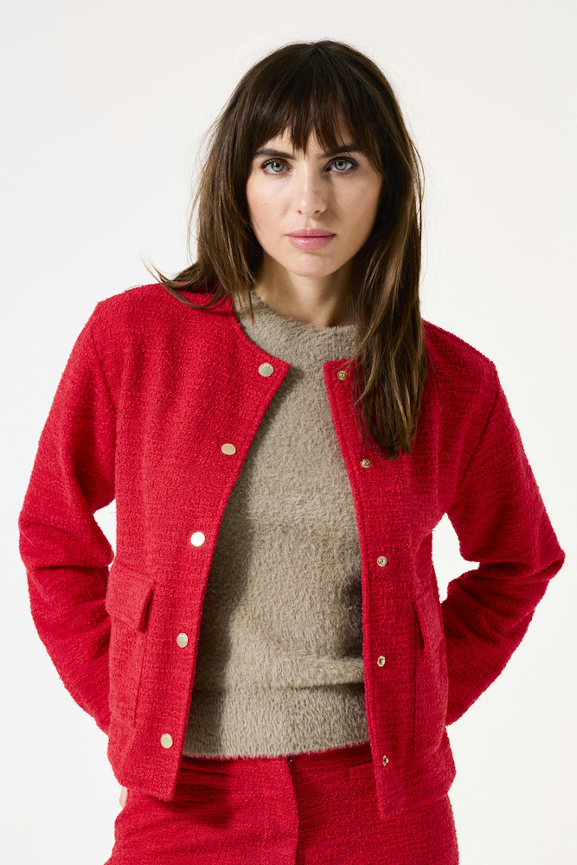 Red bouclé jacket