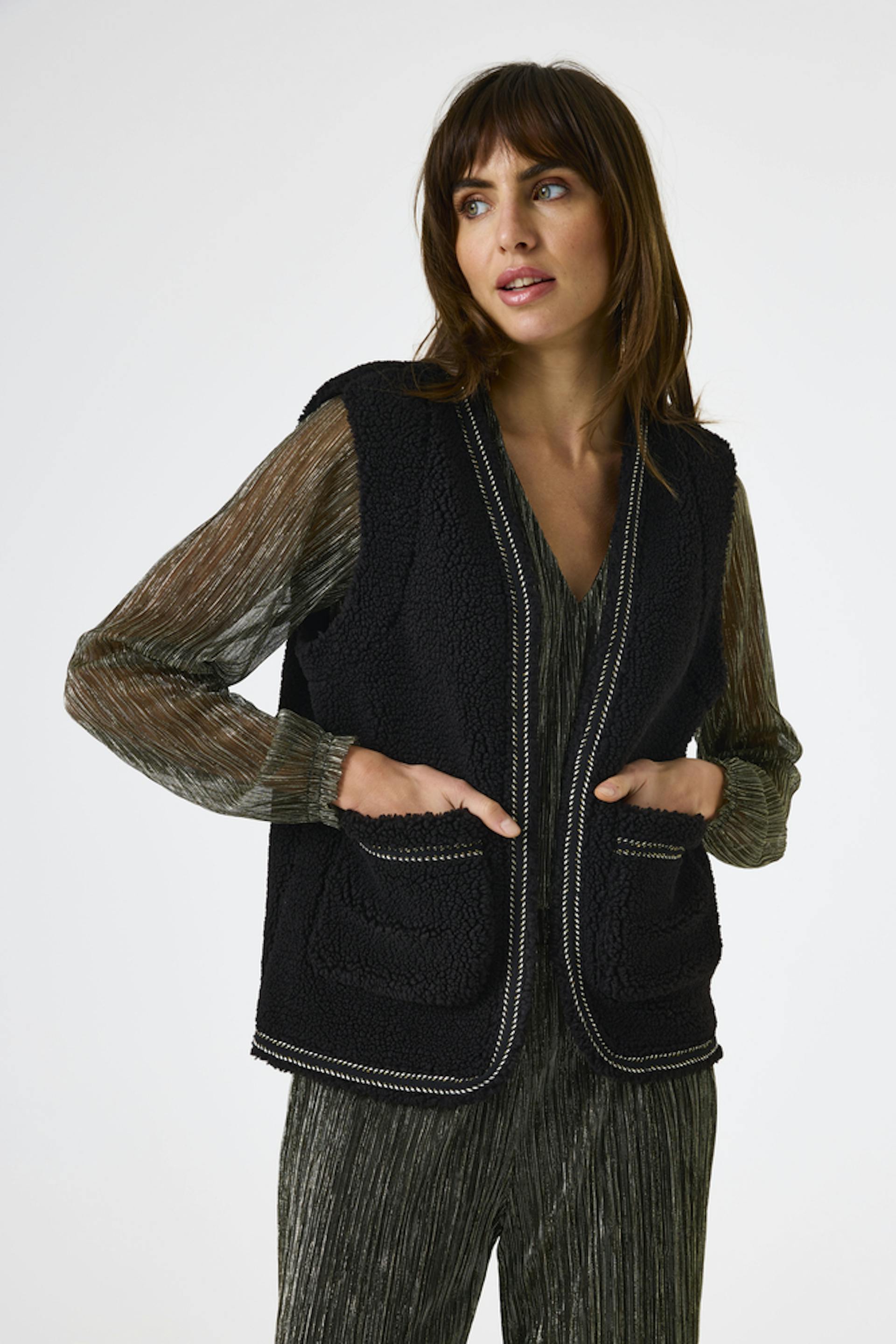 Zwarte teddy gilet