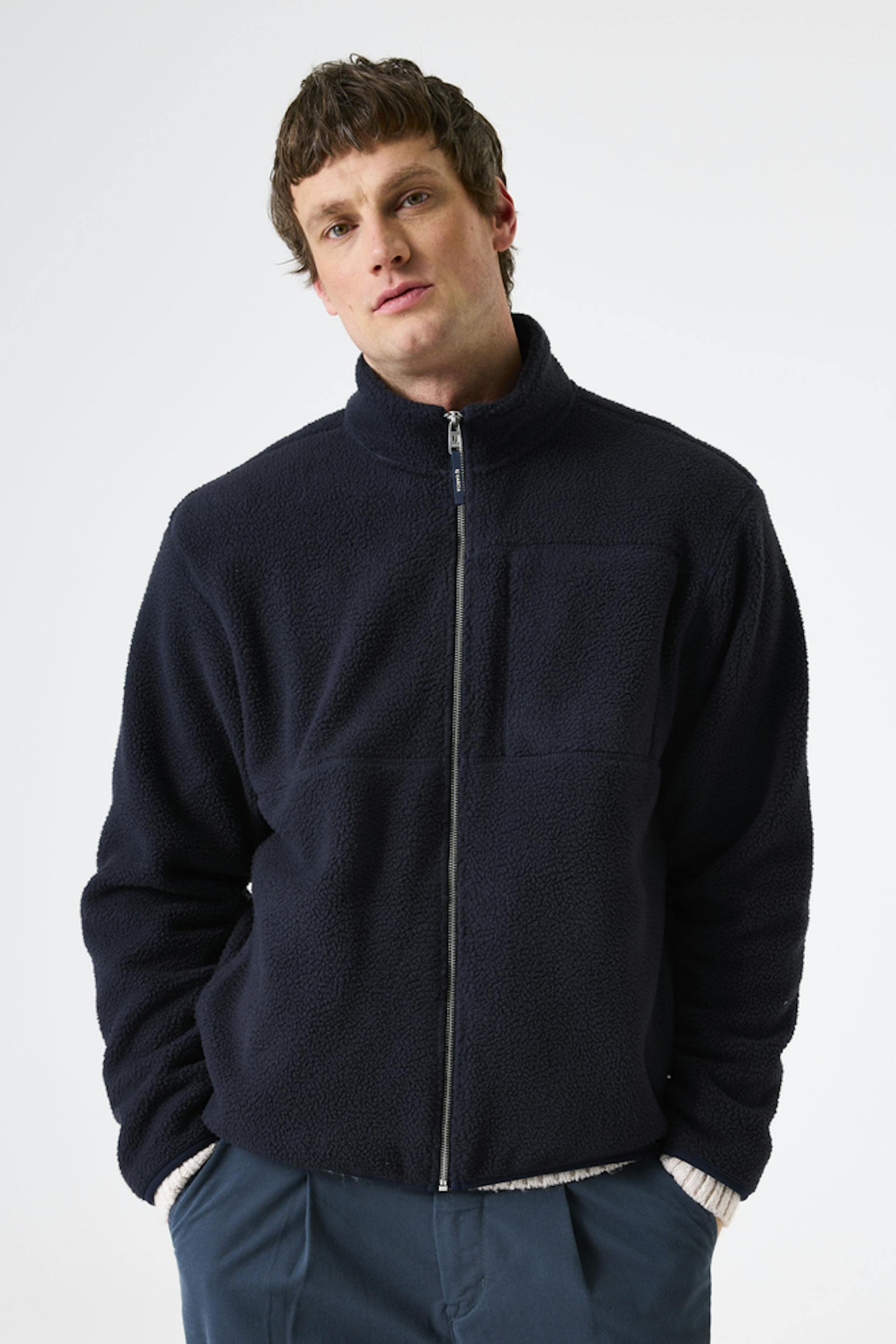 Donkerblauw teddy vest