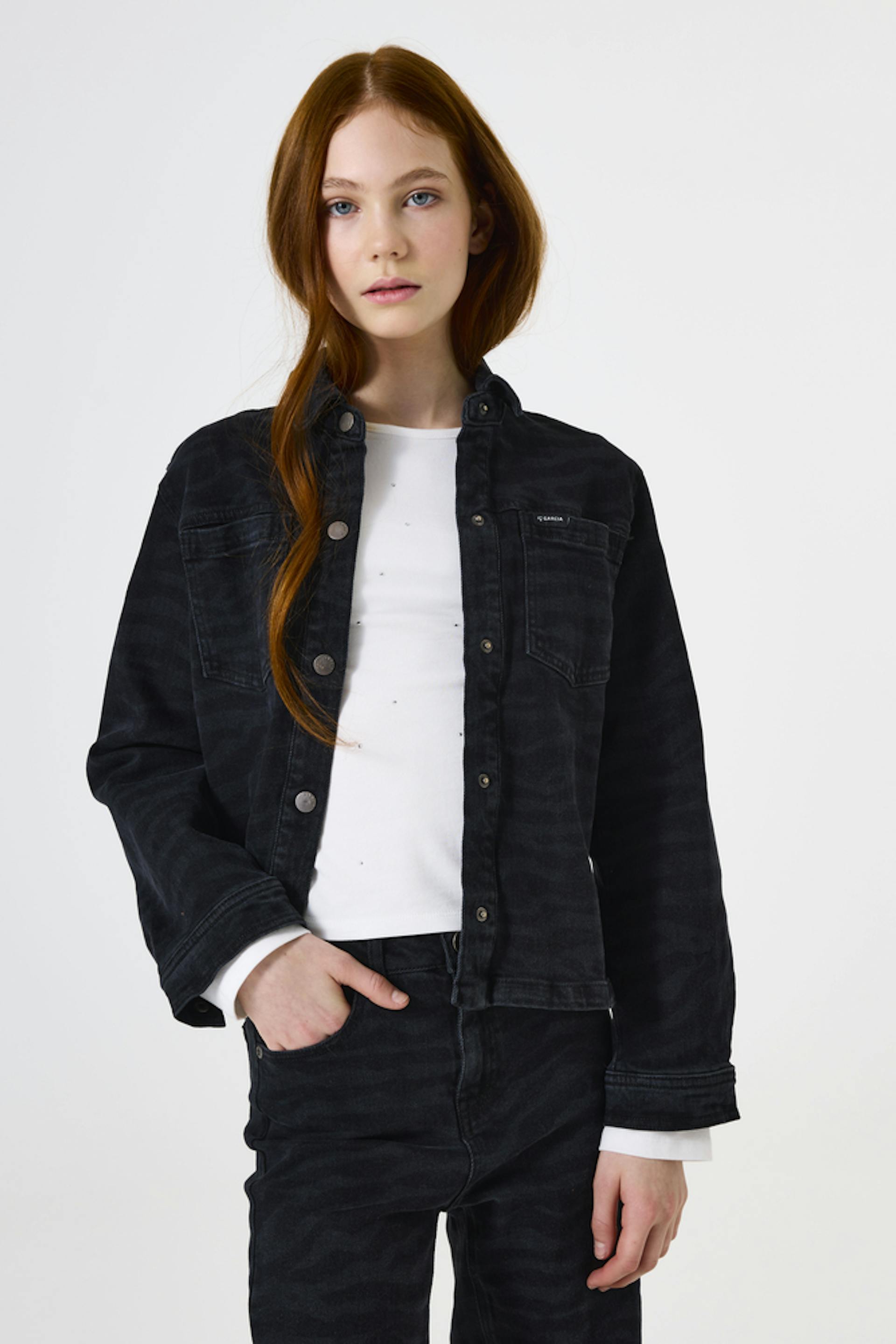 Denim jack met print