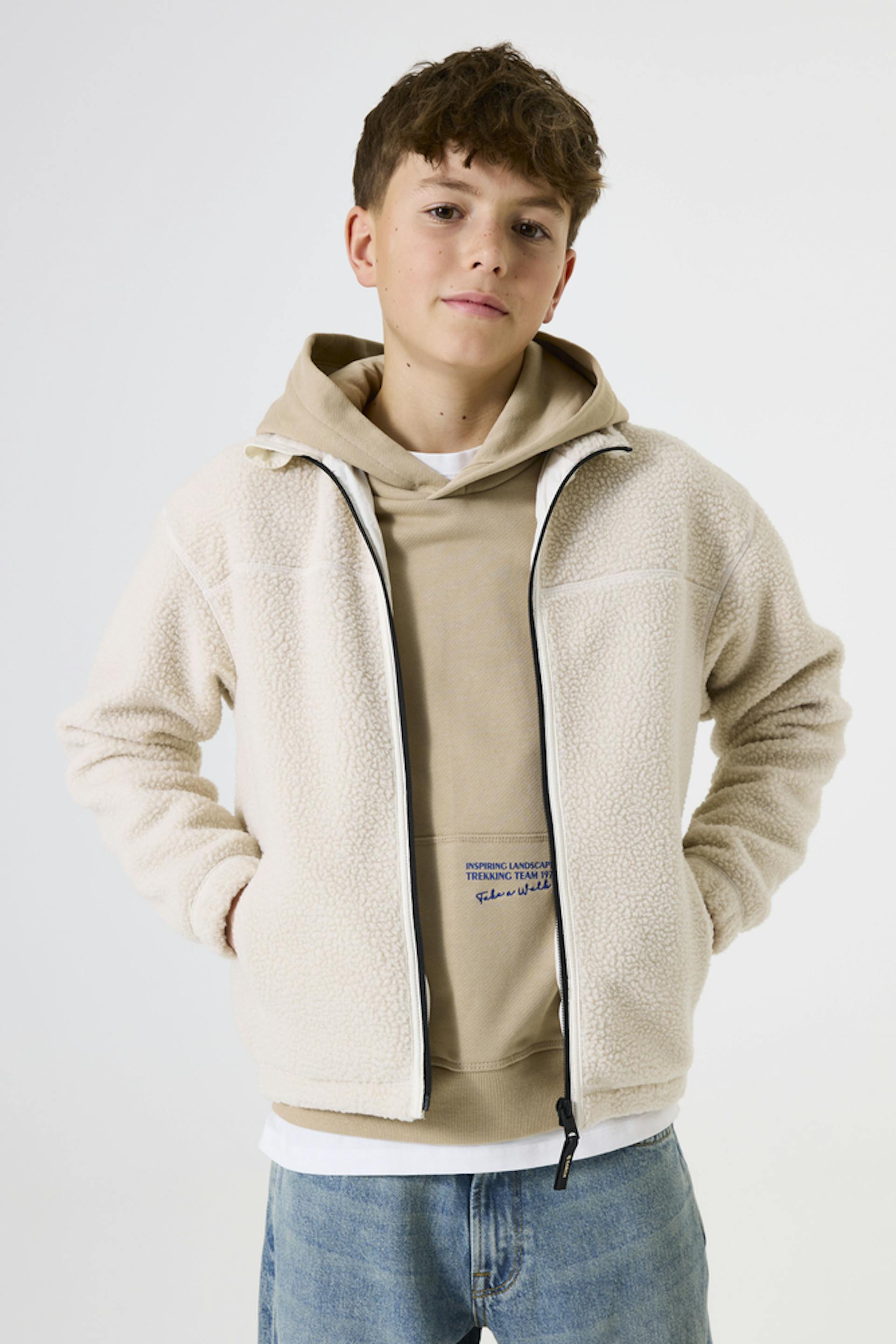 Gebroken witte teddy vest