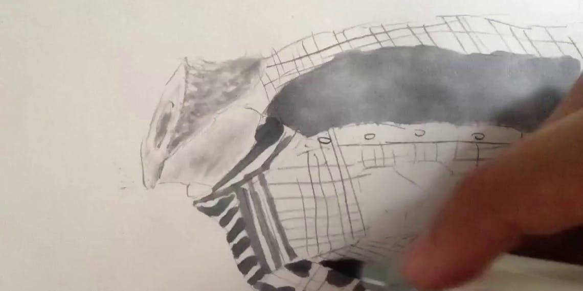Garitma, hombre sin cabeza, dibujo cámara rápida marcador sobre papel