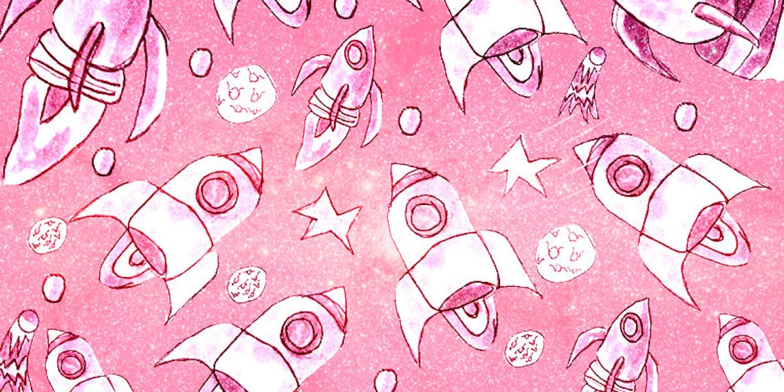 Garitma, fondo de pantalla para celular patrón de cohetes en el espacio, dibujo marcador sobre papel