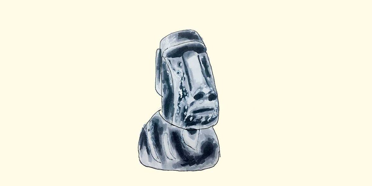 Garitma, moái estatua de isla de pascua, dibujo marcador sobre papel