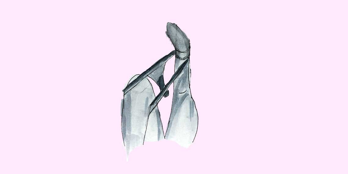 Garitma, Mujer acostada quitandose ropa interior, dibujo marcador en papel