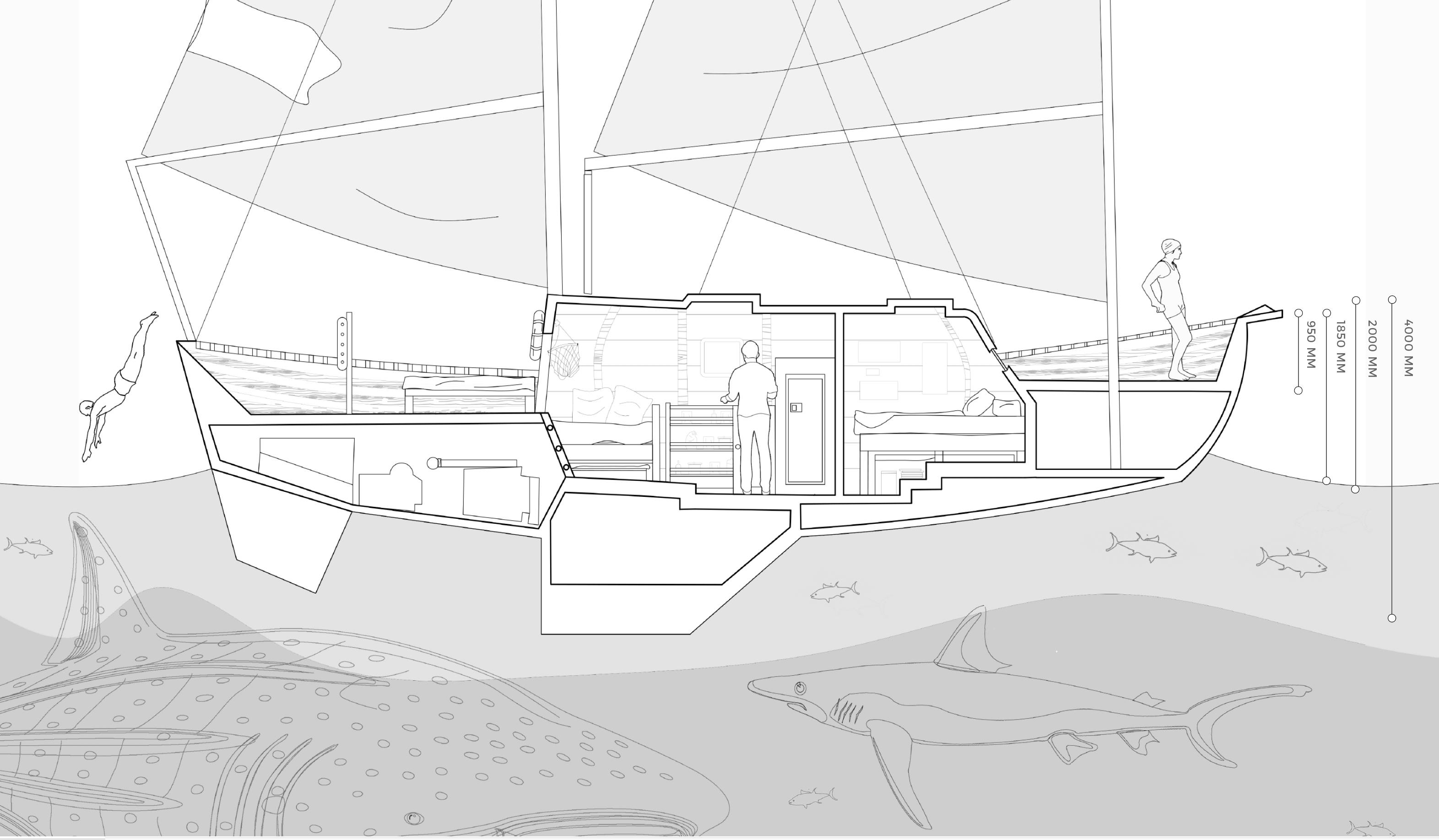 The process work revolved around studying small spaces like house boats. Highly recommend viewing the link above.