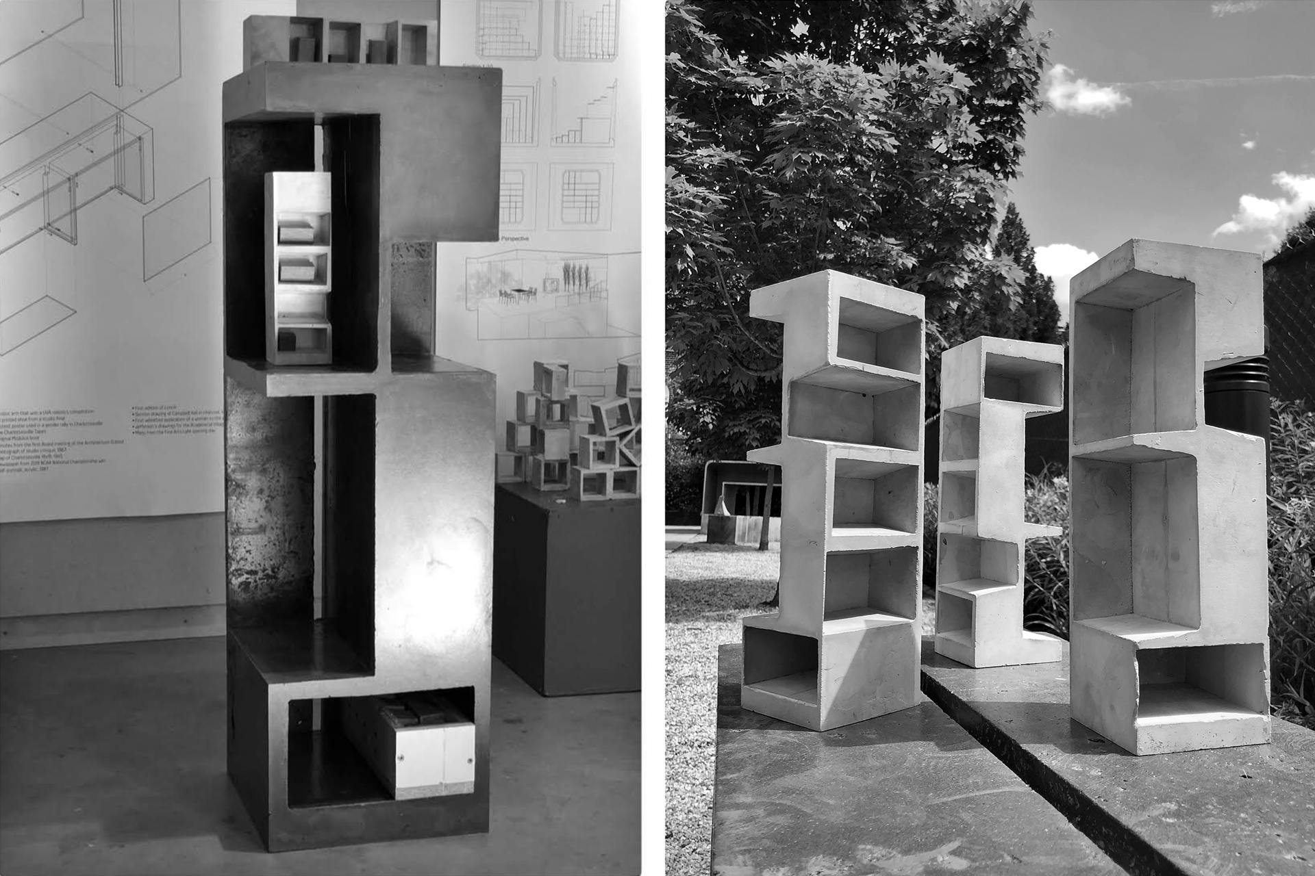 Standing-up, it is a totem for displaying outdoor exhibit items.