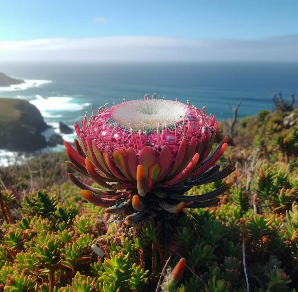 A data sensor mimicking the native Sea Fig plant collects data on cliffside erosions level near Cabo de Roca.