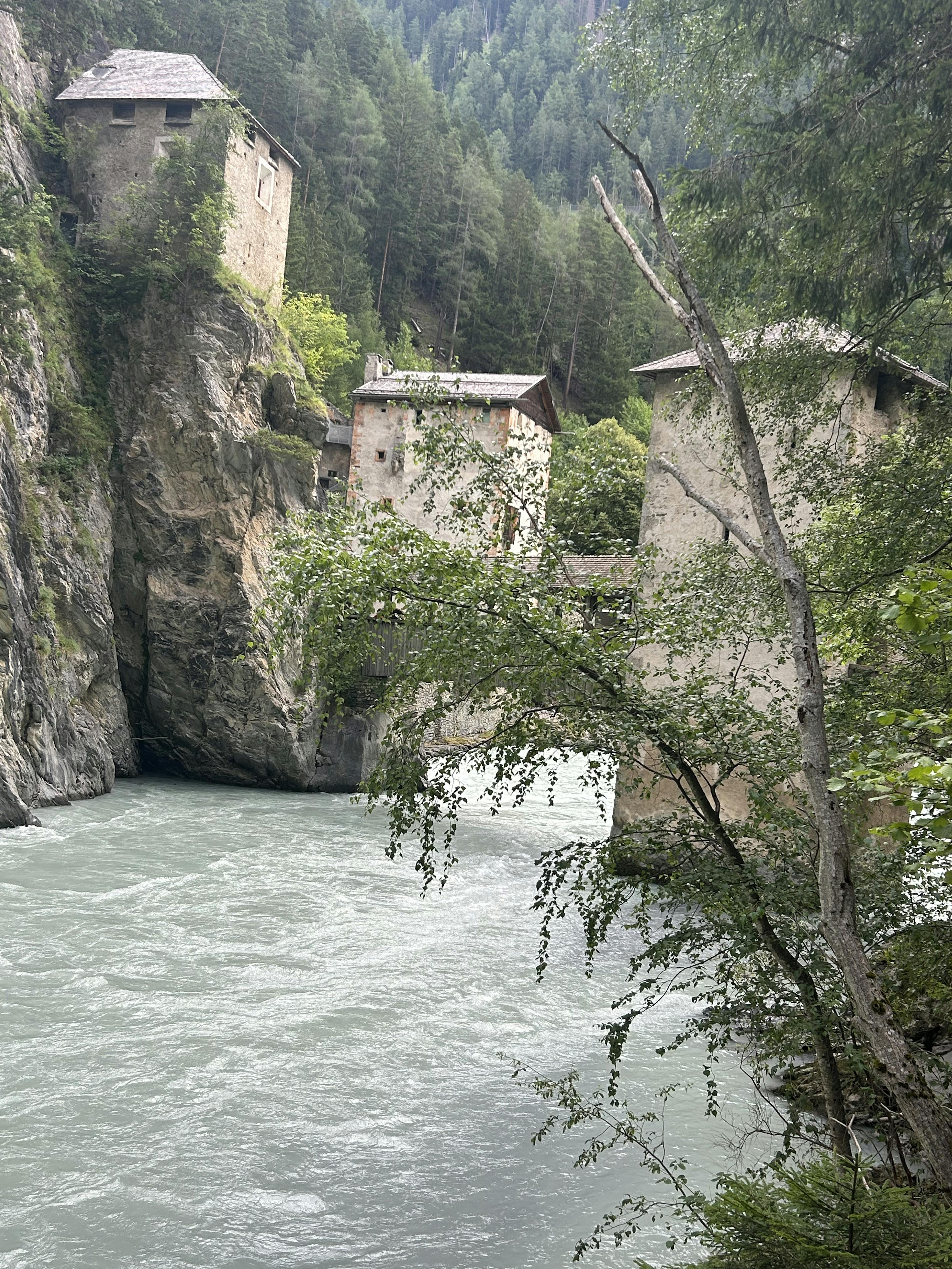 An old castle gate on a river