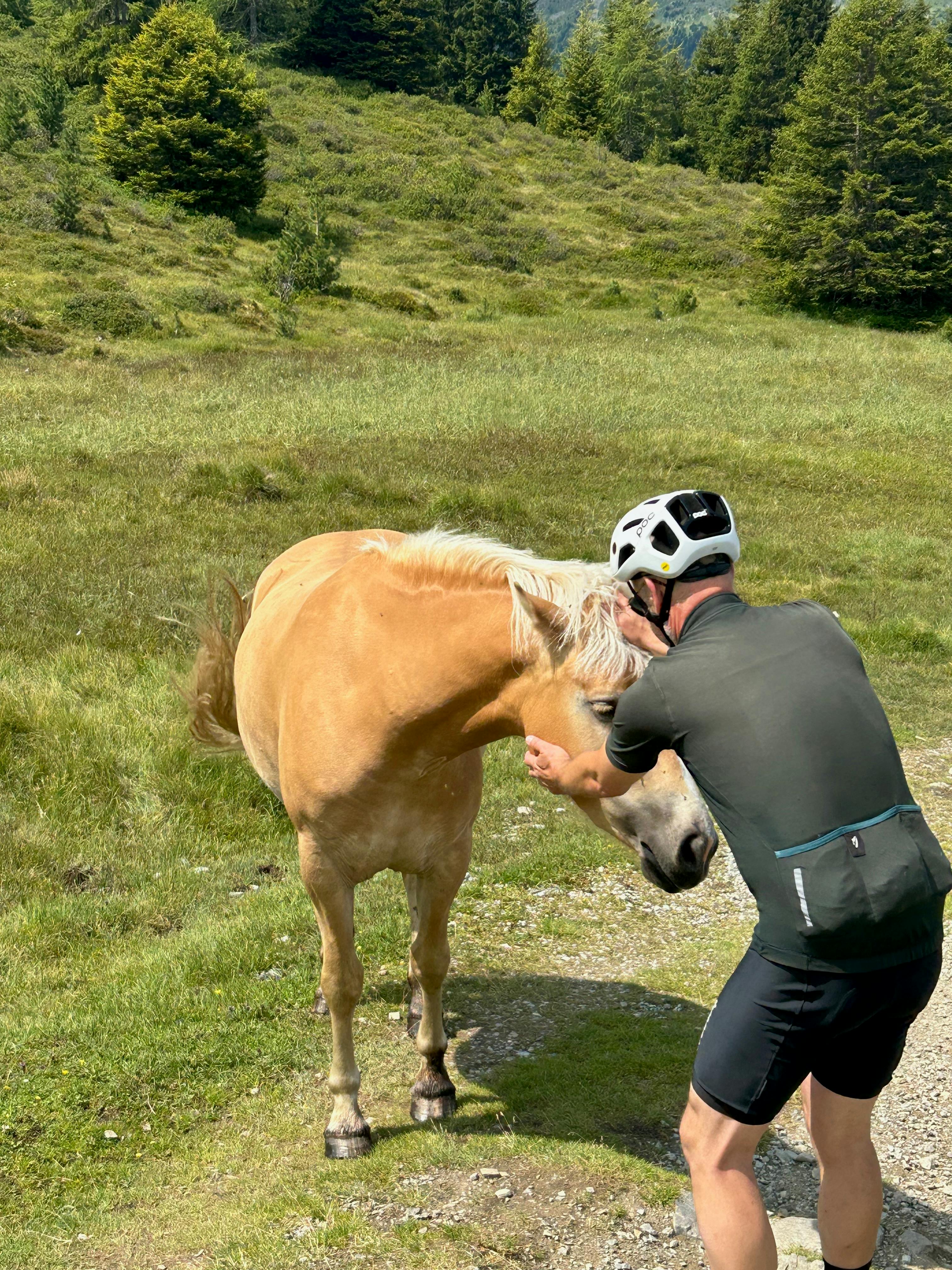 Uwe patting a horse