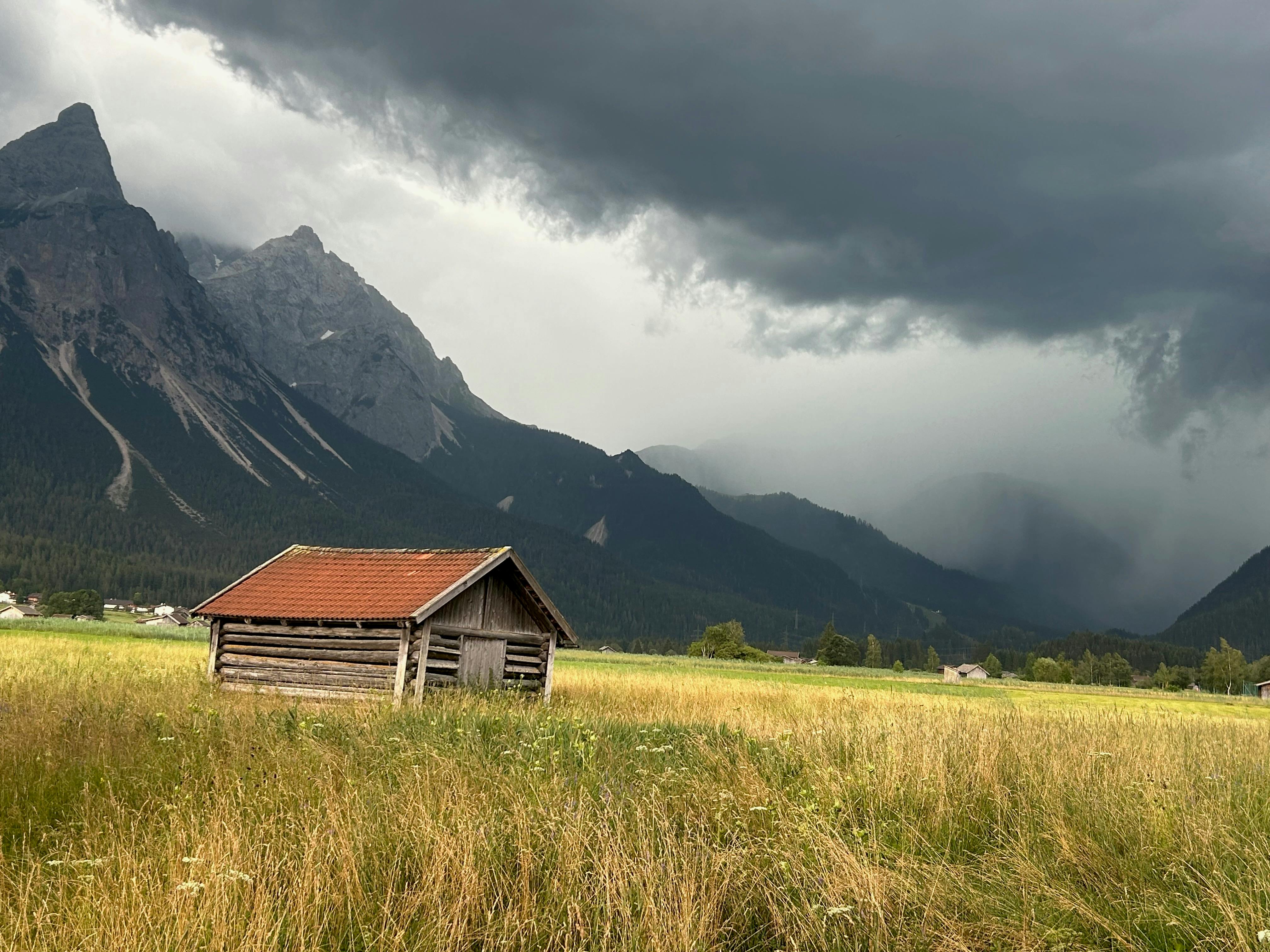 dark clouds above a mountain