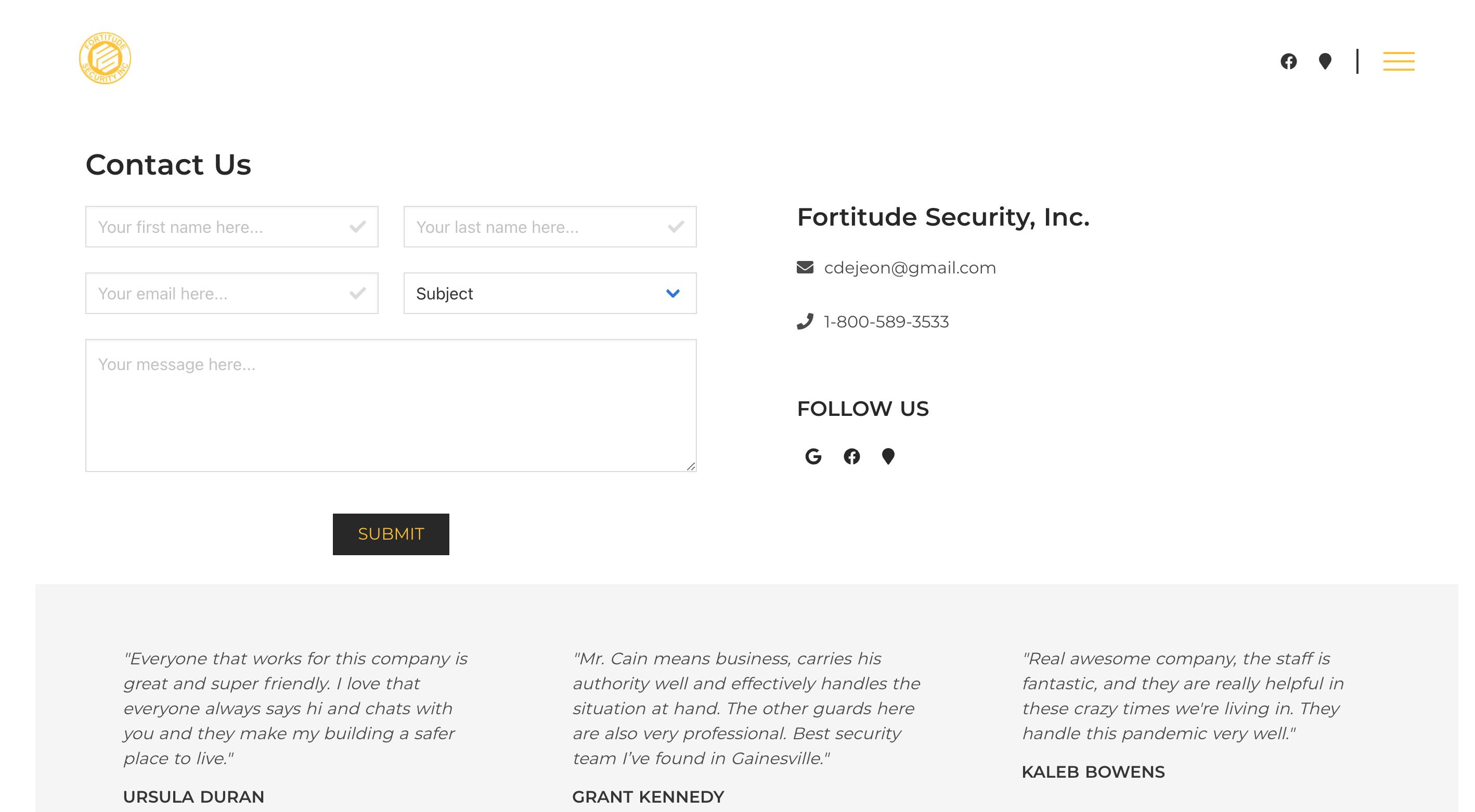 Contact Fortitude Security