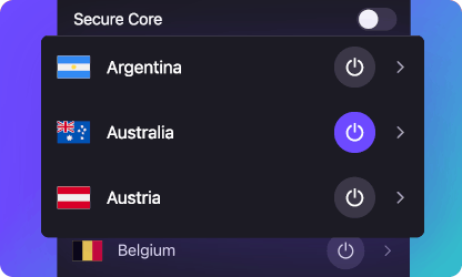 Selector to connect to VPN from different countries