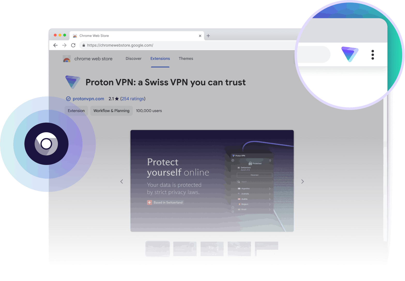 Rozšíření vysokorychlostní švýcarské VPN pro Chrome