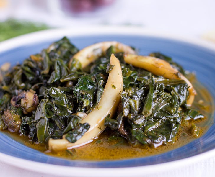 Cuttlefish with spinach in Paros!