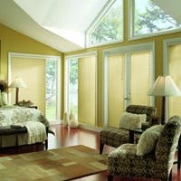 vertical cellular shades in a living room