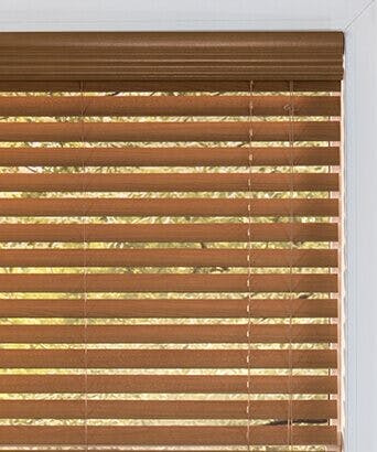 closeup of wood blinds