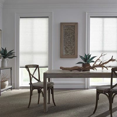 cellular shades in a dining room