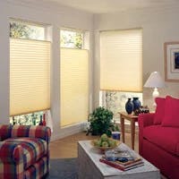 pleated shades in a living room