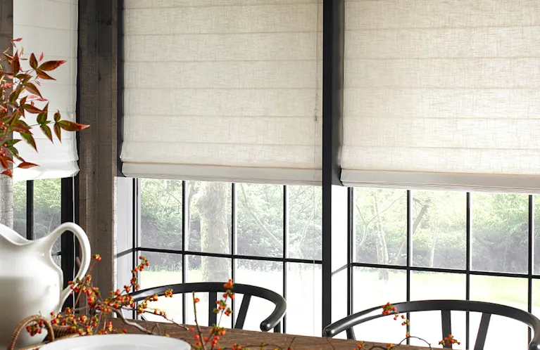 Black Friday sale header with a fall themed dining room and white shades in the window
