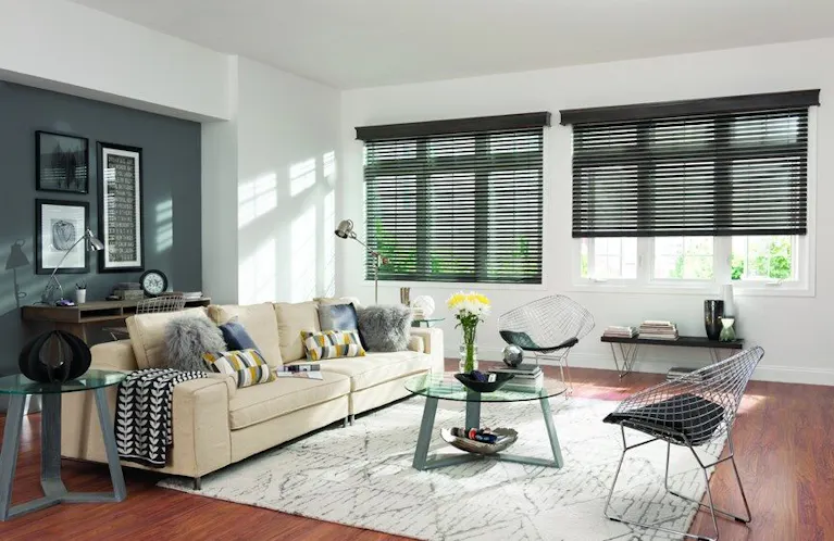 Bali brand wood blinds in a living room