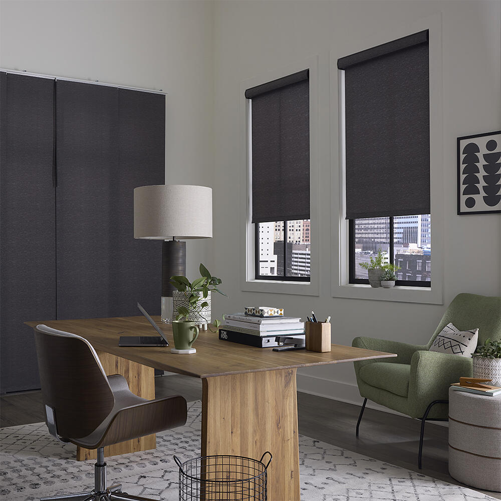 Roller shades on windows
